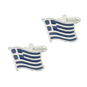 White Brass Greek Flag Cufflinks