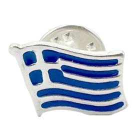 Sterling Silver Waving Greek Flag Laper Pin 