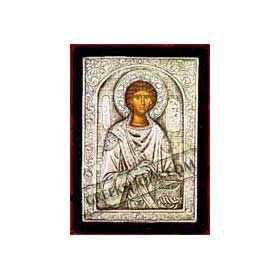 Silver Icon of Agios Panteleimon ( Saint of Compassion )